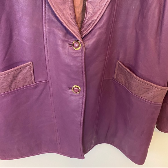 Vintage RARE BERGAMA purple leather jacket large - Picture 12 of 12